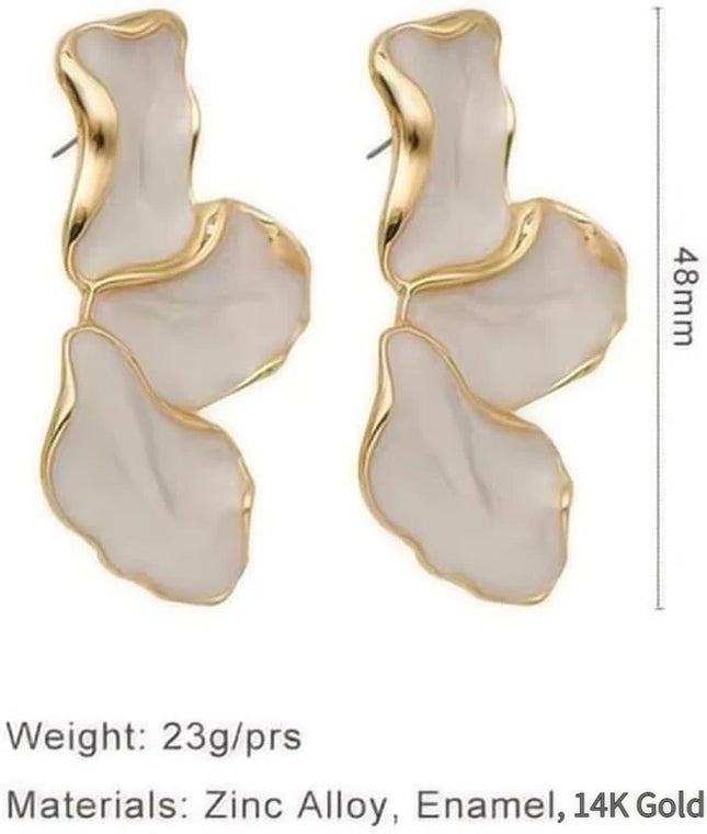 Cefiri Gold Plated Irregular Petal Earring For Women Unique Statement Flower Dangle Earrings Trendy Jewelry Gift