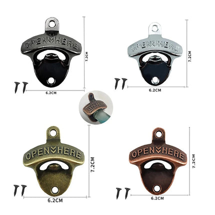 Zinc Alloy Wall Bottle Opener Kitchen Bottle Opener Retro Alloy Wall Mounted with Screws Party Antique Beer Bottle Opener