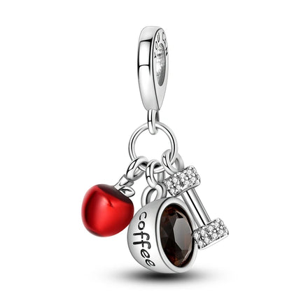 Charms Plata De Ley 925 Red Color Series Charm Red Elephant Animal Fruit Beads of Original Fits Women Anniversary Jewelry Charms
