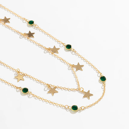 Beach Bikini Waist Chain Simple Double-layer Rhinestone Pentagram Pendant, Versatile Female Sexy Crystal Body Chain