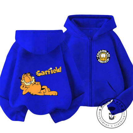 New Garfield Cute Kawaii Zip Hoodie For Kids Boys Girls Autumn Winter Cartoon Trendy Children Hooded Sweatshirt 3 14T