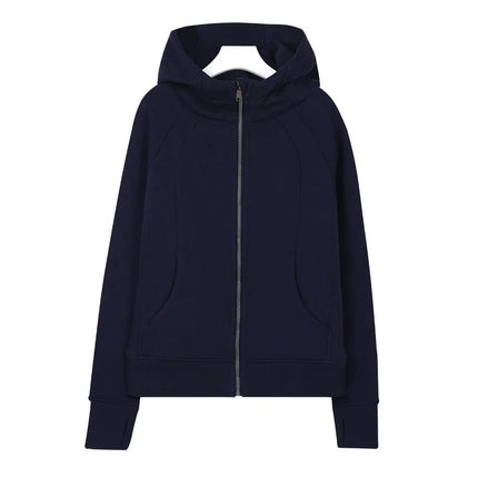 Lulu Original Label Scuba Autumn Winter Slim Fit Fleece Lined Open Cardigan Full Zip Hoodie Casual Long Sleeve Sweatshirt