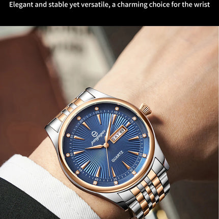 PAAZOMU Luxury Watch for Men Elegant Date Week Waterproof Luminous Men's Quartz Stainless Steel Sports Watch reloj