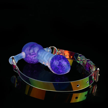 LEZEE Multi-color Open Mouth Gag Breathable Ball Gags Colorful Environmental Protection Belt Crystal Oral Ball For Role-playing