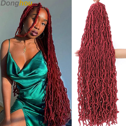 Long Goddess Faux Locks Crochet Braids Brown Blue 1B 30 350 Soft Locs Braiding Hair Synthetic Faux Locs Crochet Hair Extensions