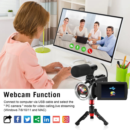 4K Camcorder with Microphone 18X Zoom Infrared Vlogging Video Camera for Youtube 48MP Portable Digital Recorder Live Streaming