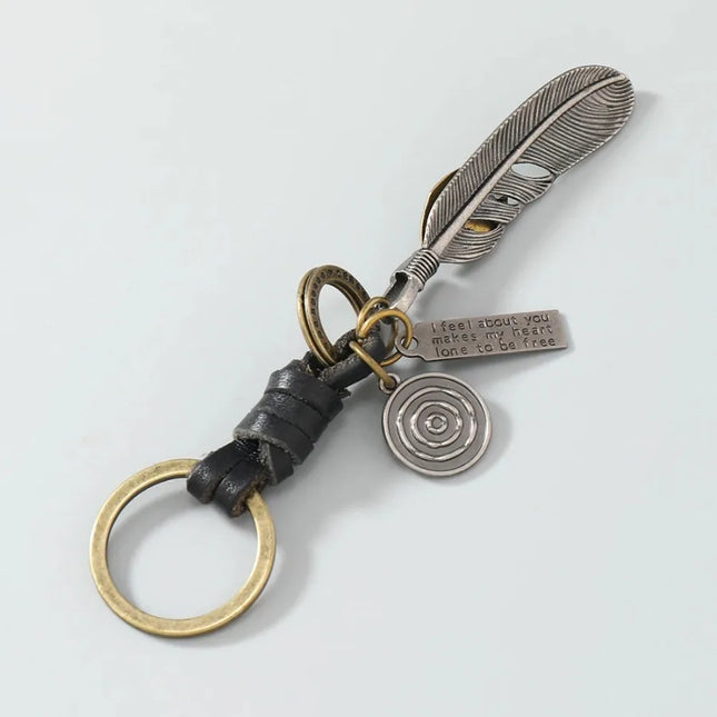 Fashion feather pendant keyrings for men and women
