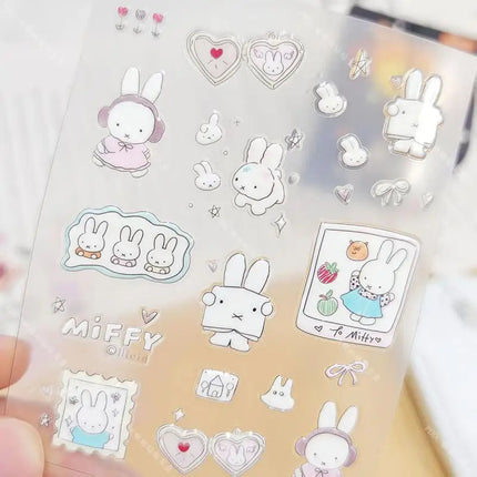 Cute Miffy 3D Nail Stickers Kawaii Glass Camera Nail Stickers Decoration Anime Printing Stickers Holiday Surprise Gifts