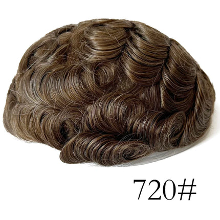 Undetectable Men Toupee All V Loop Super Thin Skin Hair Replacement System for Men Natural Hairline Wig