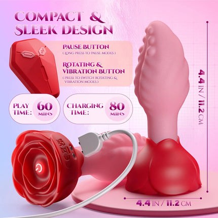 360 Rotation Anal Plug Vibrator Butt Plug with Remote Control Men Prostate Massager with Rose Base Adult Sex Toy for Women Men