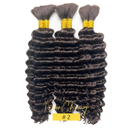 Deep Wave Bulk Human Hair for Braiding No Weft 100g (1 Pack-2 Bundles) Brazilian Virgin Human Hair Braiding Hair For BOHO Braids