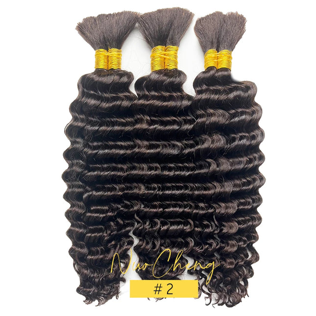 Deep Wave Bulk Human Hair for Braiding No Weft 100g (1 Pack-2 Bundles) Brazilian Virgin Human Hair Braiding Hair For BOHO Braids