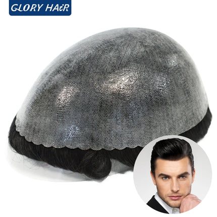 Gloryhair-Natural and Realistic Hair Prosthesis Male Toupee Wig 130% Density Hair Pieces Indian Human Men's Capillary Prosthesis