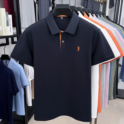 100% pure cotton men's short-sleeved polo shirt, hot-selling summer fashionable horse logo embroidery classic Paul casual T-shirt
