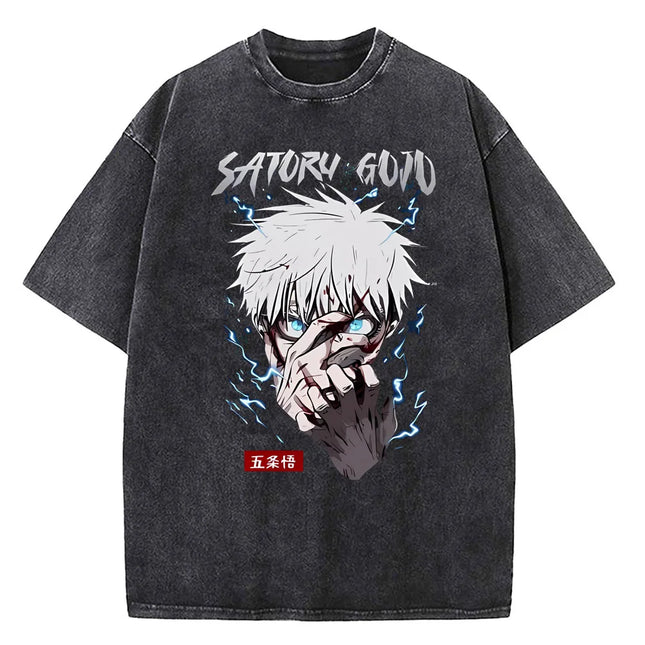 Anime Jujutsu Kaisen Gojo Satoru T-Shirts Washed Cotton Harajuku T-Shirts High Quality Retro for Men Women Tops Tees