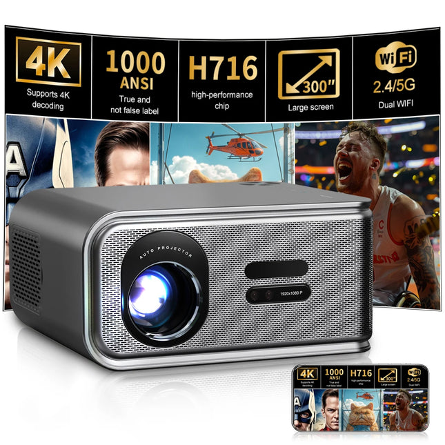 Portable HD Projector Daytime Wall Projection for Commercial Meetings Living Room Home Theater Bedroom Use Compact Size