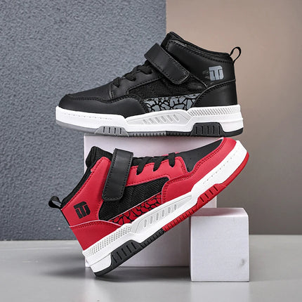 Classic Fashion Children Shoes Boys Leather Sneaker High Top Skater Basketball Shoes Luxury Sports Sneaker for Boy