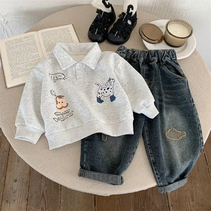 Kids Polo Shirts 2026 Spring Autumn New Sweater for Boys Cartoon Children Polo Shirt Toddler Tops Baby Sweatshirts Clothing