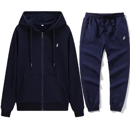 Men's Classic Hoodies and Sport Pants for Autumn and Winter, Suitable for Casual Fitness, Warmth and Casual Sportswear Sets in A