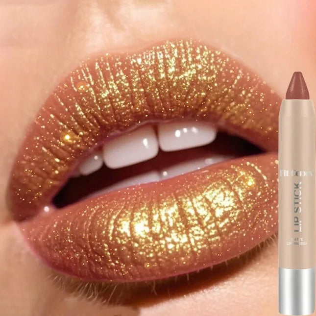 Glitter Pearlescent Crayon Lipstick Quicksand Golden Shining Non-stick Cup Shiny Lip Tint Fine Shimmer Lip Liner Stick Makeup