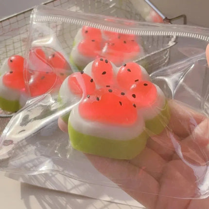 Cute Summer Limited Watermelon Cat's Paw Antistress Foot Squishy Toy,Fidget Toy, Mochi Squishy, Stress Reliever  Squeeze Toys