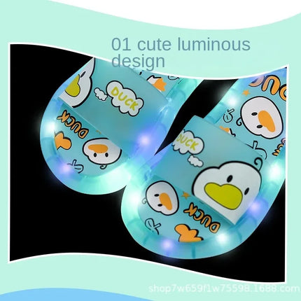 New Cute Luminous Kids Slippers Crystal Shoes Sparkling Lights Boys Girls Will Cartoon Glowing Cute Baby Cool Indoor Outdoor