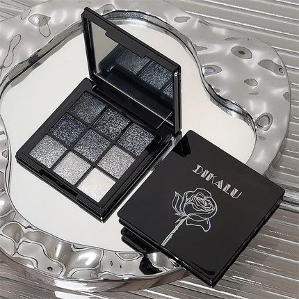 Punk Smoked Black Gray 9 Color Eyeshadow Makeup Palette Dark Color Pressed Glitter for Eyes Shadow Pigment Powder Cosmetics