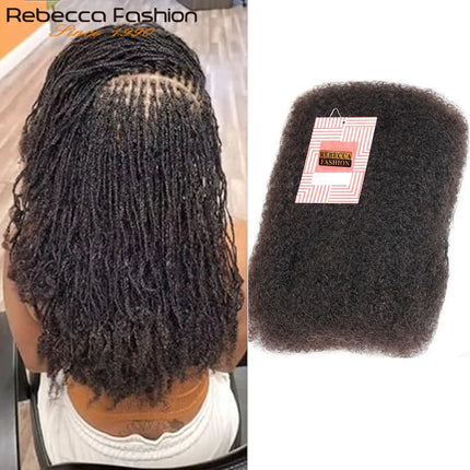 Afro Kinky Bulk Hair for Braiding Hair Extensions – Rebecca Lightweight, Natural Colors for African Braids & Casual Wear QVR