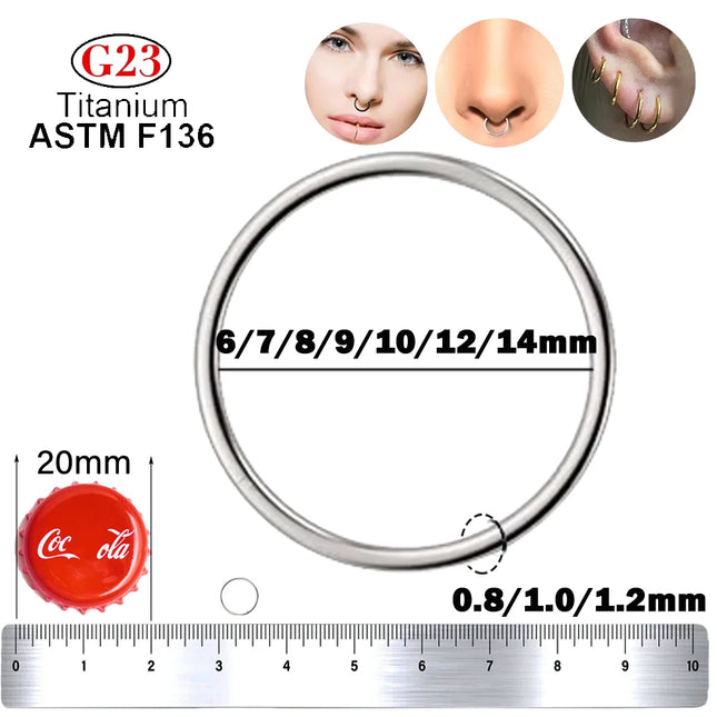 1/10pcs Wholesale Nose Ring Piercing G23  Titanium Clicker Ear Cartilage Earring Helix Septum Rings Body Jewelry Earrings Women