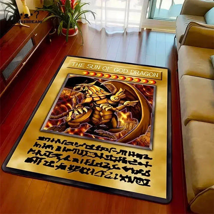 Yu-Gi-Oh Blue Eyes White Dragon Anime Non-slip Carpet Cartoon Floor Mat for Living Room Bedroom Decorative Area Rug Perfect Gift