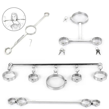 Metal Handcuffs Foot Shackles for Restraint Bdsm Gay Bondage Collar Sex Toys Set Erotic Adult Intimate Games Couple Accessories