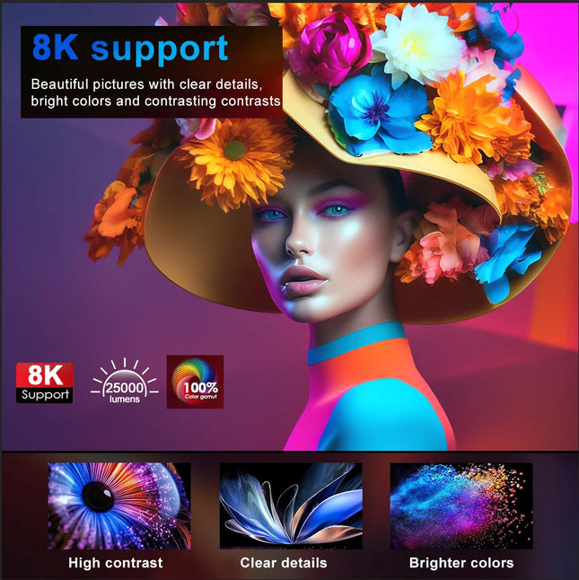 FINTEX LT5 Ultra 25000Lumen Projector Online 8k Full HD 1080P HDR10 Projector 1500 ANSI Android9.0 ASA3.0 Auto Focus Projectors