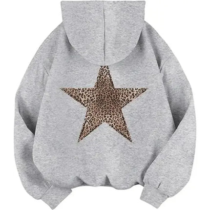 Star Graphic Hoodies Y2k Leopard Print Hooded Sweatshirt Cheetah Hoodie Fashion Casual HipHop Sweatshirt Harajuku Unisex