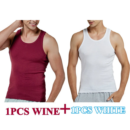 Tank Tops Men New 100% Cotton Solid Vest Mens Slim Casual Breathable Sleeveless Tops Gym Running Undershirt Male Gift Hot Sale