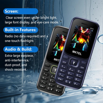 B310 1.77 Inch Dual SIM Feature Phone SC6531E Bluetooth FM Radio MP3 Torch 800mAh Battery Unlocked Basic Mobile Phone