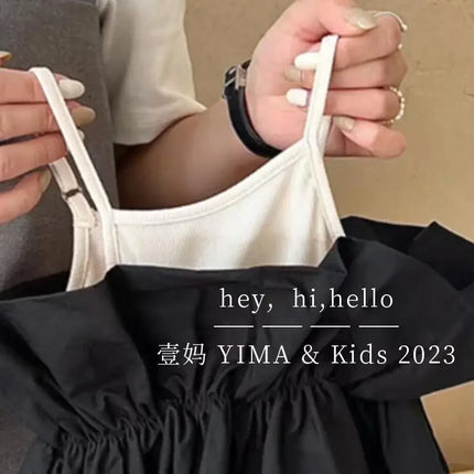 Children's Clothing, Girls' Black Camisoles, Summer Clothes, Baby Girls' Stylish and Fragrant Vests, Patchwork Casual Tops