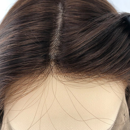 Dark Brown Silk Top Human Hair Lace Closure 5x5 Silk Base Straight Human Hair Natural Color Closures Pre Plucked Hairline #4