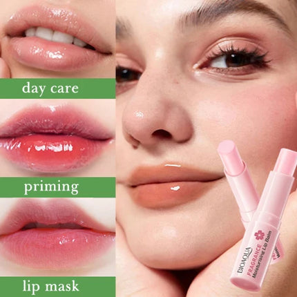 BIOAOUA Sakura Moisturizing Lip Balm Lasting Moisturizing Lipstick Temperature Change Color Lip Care 1/2Pcs