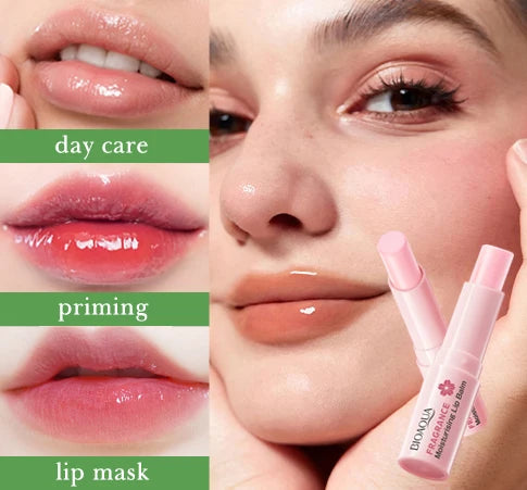 BIOAOUA Sakura Moisturizing Lip Balm Lasting Moisturizing Lipstick Temperature Change Color Lip Care 1/2 Pcs