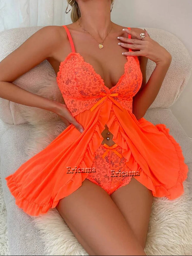 Sexy Underwire Push-Up Bra Set Erotic Intimates Spaghetti Strap Lingerie Set Lace Bodysuit Women Backless Sexy Costumes
