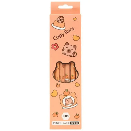 12pcs Kawaii Capybara Pencils Sketching Drawing Pencil With Eraser Unpointed For School Office Students Stationery Supply Pencil