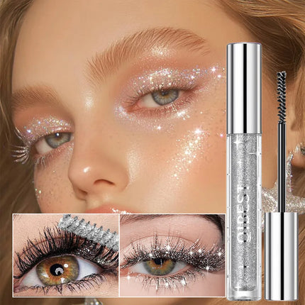 Halloween Sparkling Gold Diamond Mascara Glitter Pearlescent Small Metal Bar Waterproof Fast Dry Eyelash Curl Extension Makeups