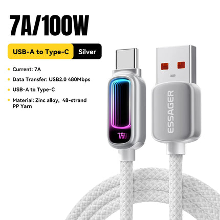 Essager USB Type C  Cable 7A  PD3.1 Fast Charging For MacBook Laptop iPhone 17 16 15 Pro Max iPad Samsung Type C Cable