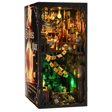 DIY Book Nook Kit 3D Wooden Puzzle Home Decoration DIY House Kit For Bookshelf Miniature Insert Magic Book House Stand Bookshelf