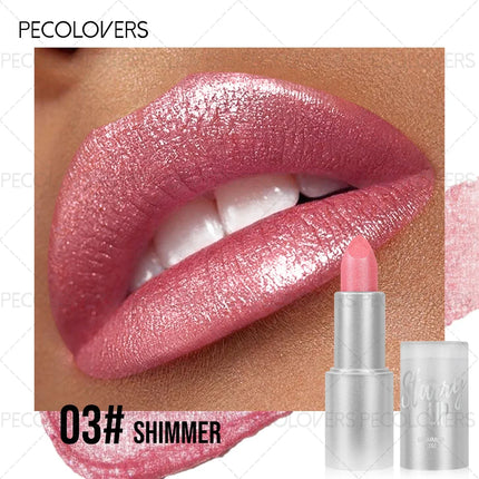 1PC Shiny Metallic Lipstick - Pearlescent Lip Gloss, Suitable for All Skin Types, High Pigmentation, Mild Formula, New Year Gift