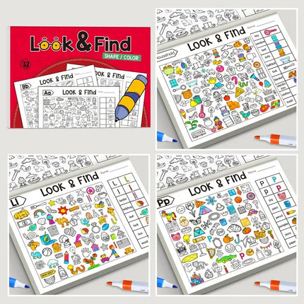 Children's Search for Items Game,Fun Coloring Book, Look & Find Shape Game Enhance Visual Perception, Focus and Attention