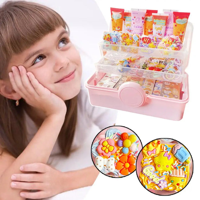 Guka Sticker Kit Creamy Glue DIY Journaling Material Storage Box for Girls Children Kids Handmade Toy Stationery Gift Case