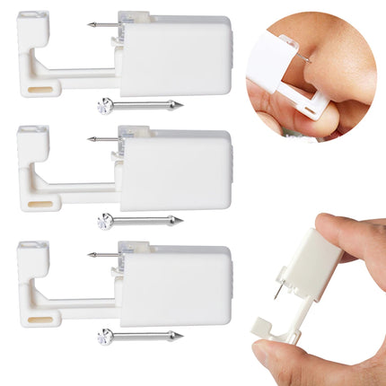1/3/6pcs Nose Piercing Gun Disposable Safe Sterile Piercing Unit For Self Nose Piercing Built-in CZ Stainless Steel Nose Stud