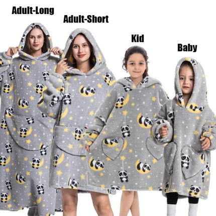 Plush Fleece Family Matching Hoodie Girl Sweatshirt Homewear Men Women Children Thick Pullover Oversize Winter Sherpa Blanket