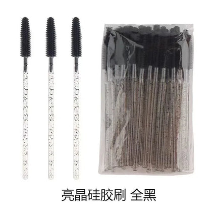 50pcs Crystal Silicone Eyelash Brush Lash Makeup Brushes Eyebrow Comb Eyelashes Extension Spoolie Microbrush Cosmetics Tool